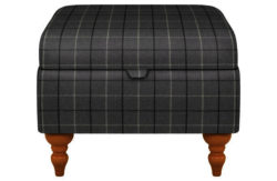 Schreiber Grey Wool Check Storage Footstool - Light Feet